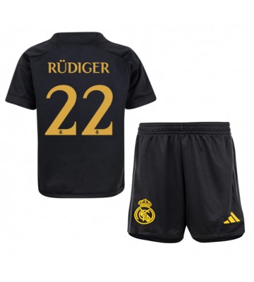 Real Madrid Antonio Rudiger #22 Koszulka Trzecich Dziecięca 2023-24 Krótki Rękaw (+ Krótkie spodenki)